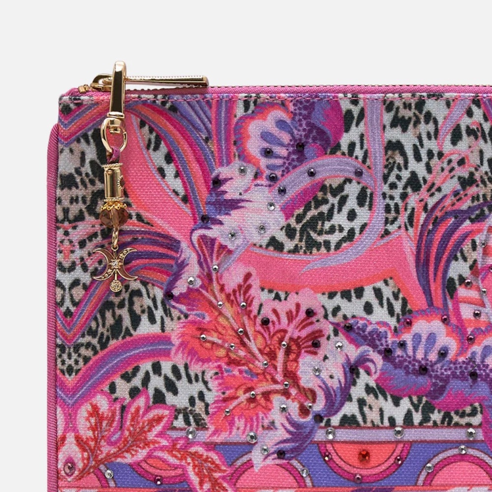 CAMILLA Viola Vintage pink floral animal print canvas clutch bag purse pouch sac - Picture 2 of 6